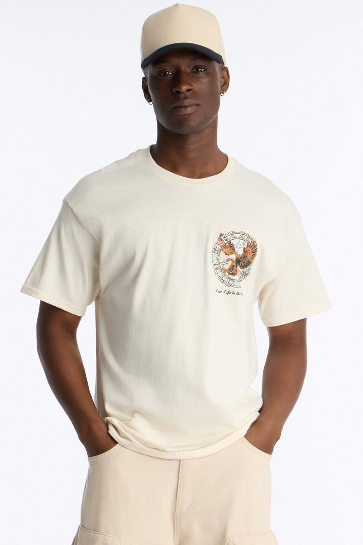Live Life To The Fullest Oversized Short Sleeve Tee - Cream