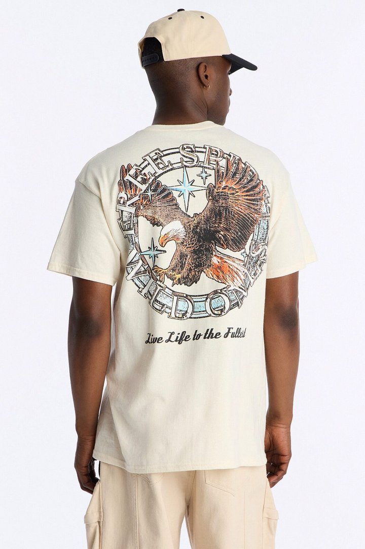 Live Life To The Fullest Oversized Short Sleeve Tee - Cream