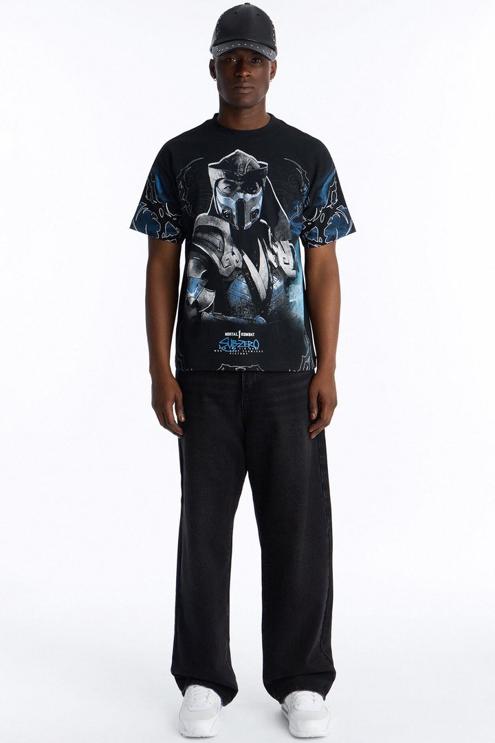 Mortal Kombat Sub Zero Heavy Weight Boxy Short Sleeve Tee - Black
