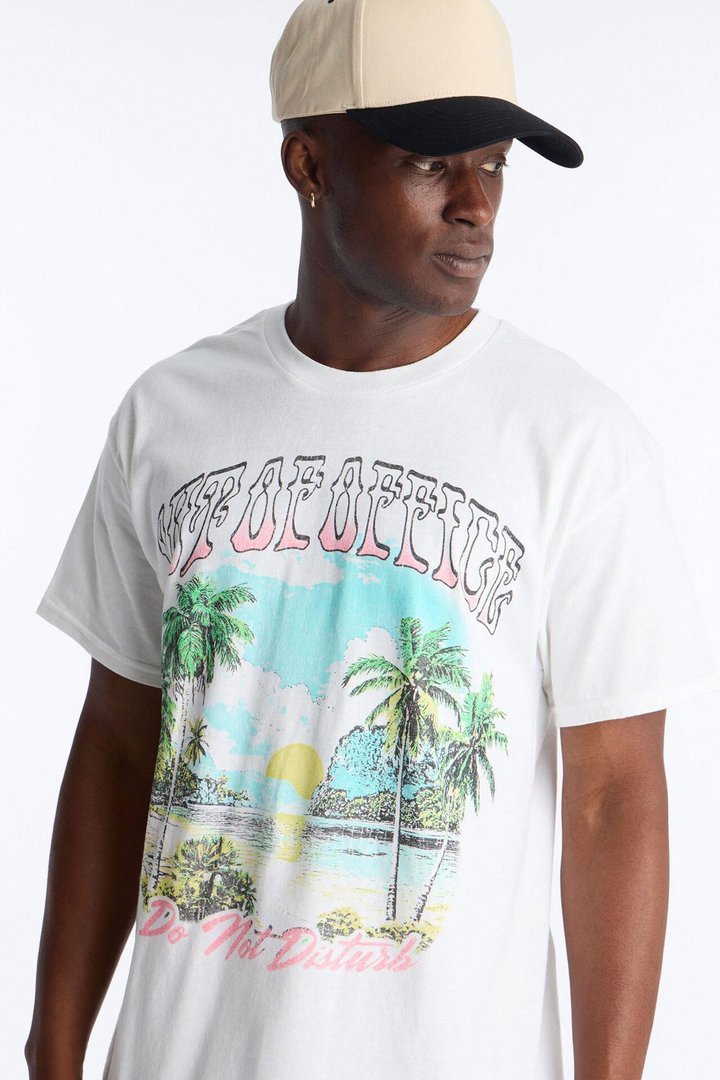 Out Of Office Do Not Disturb Oversized Short Sleeve Tee - White