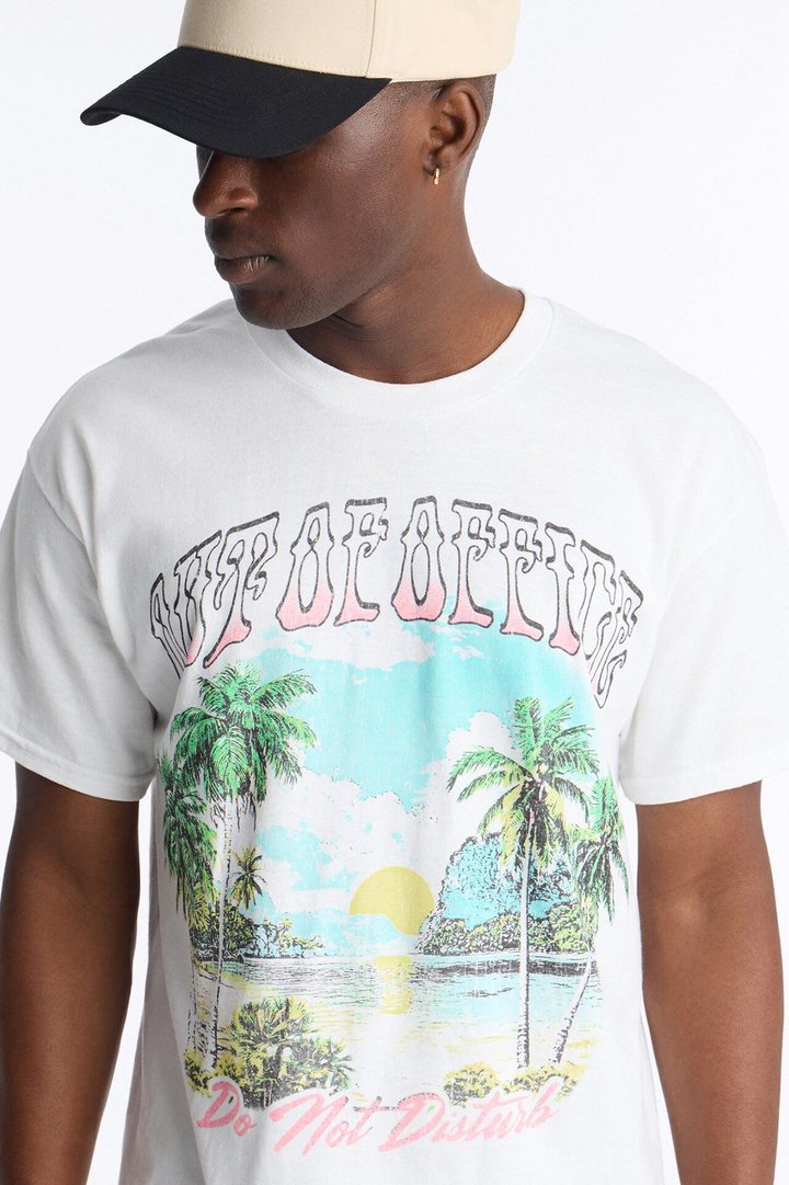 Out Of Office Do Not Disturb Oversized Short Sleeve Tee - White