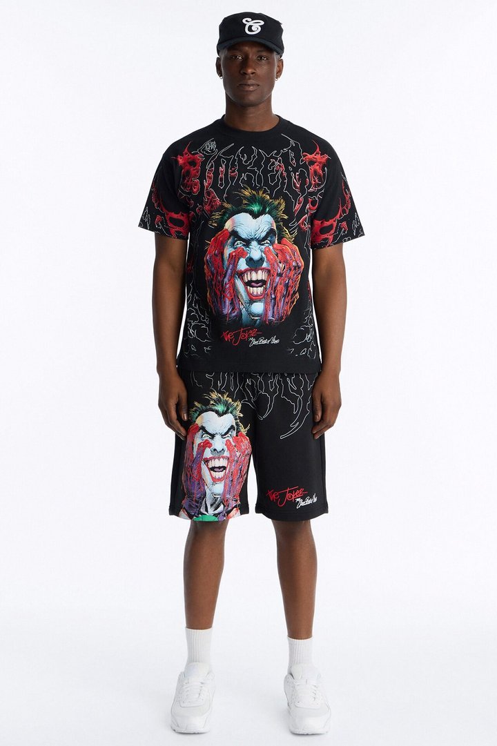 Joker All Over Print Heavy Weight Boxy Short Sleeve Tee - Black