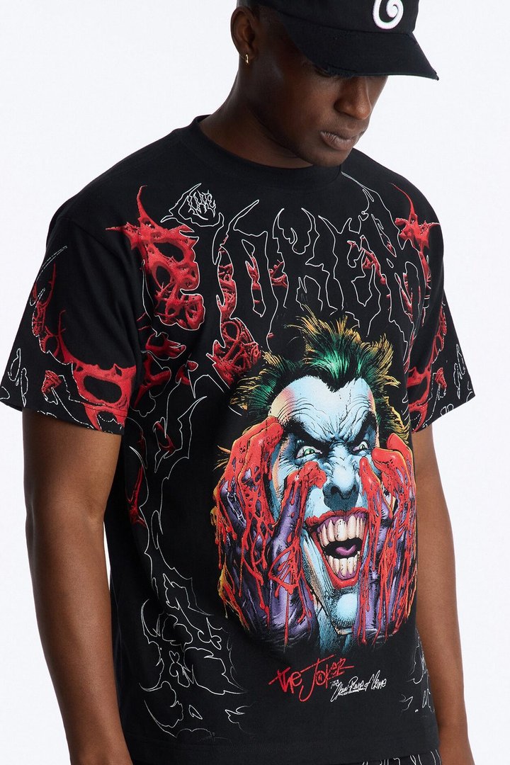 Joker All Over Print Heavy Weight Boxy Short Sleeve Tee - Black
