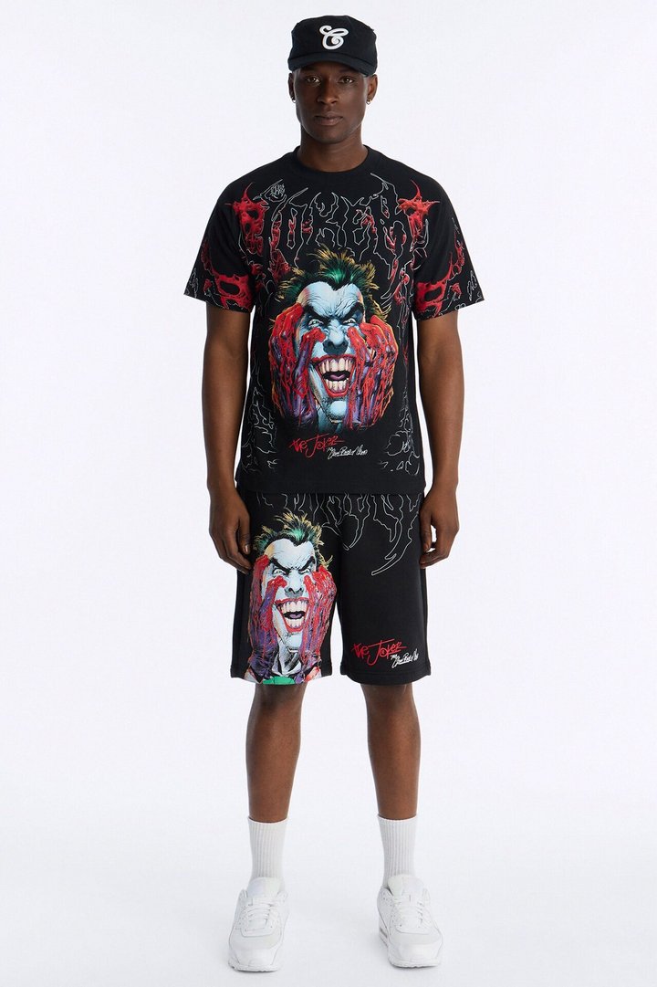 Joker All Over Print Relaxed Sweat Short - Black