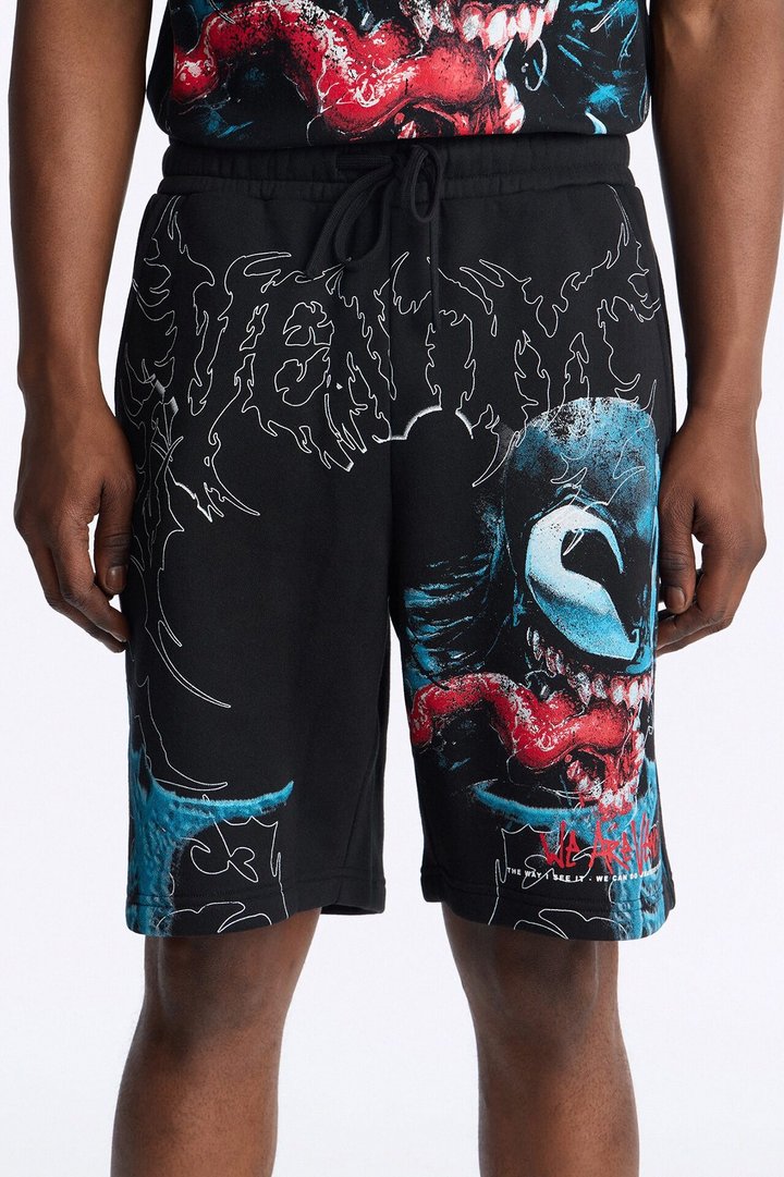 Venom All Over Print Relaxed Sweat Short - Black