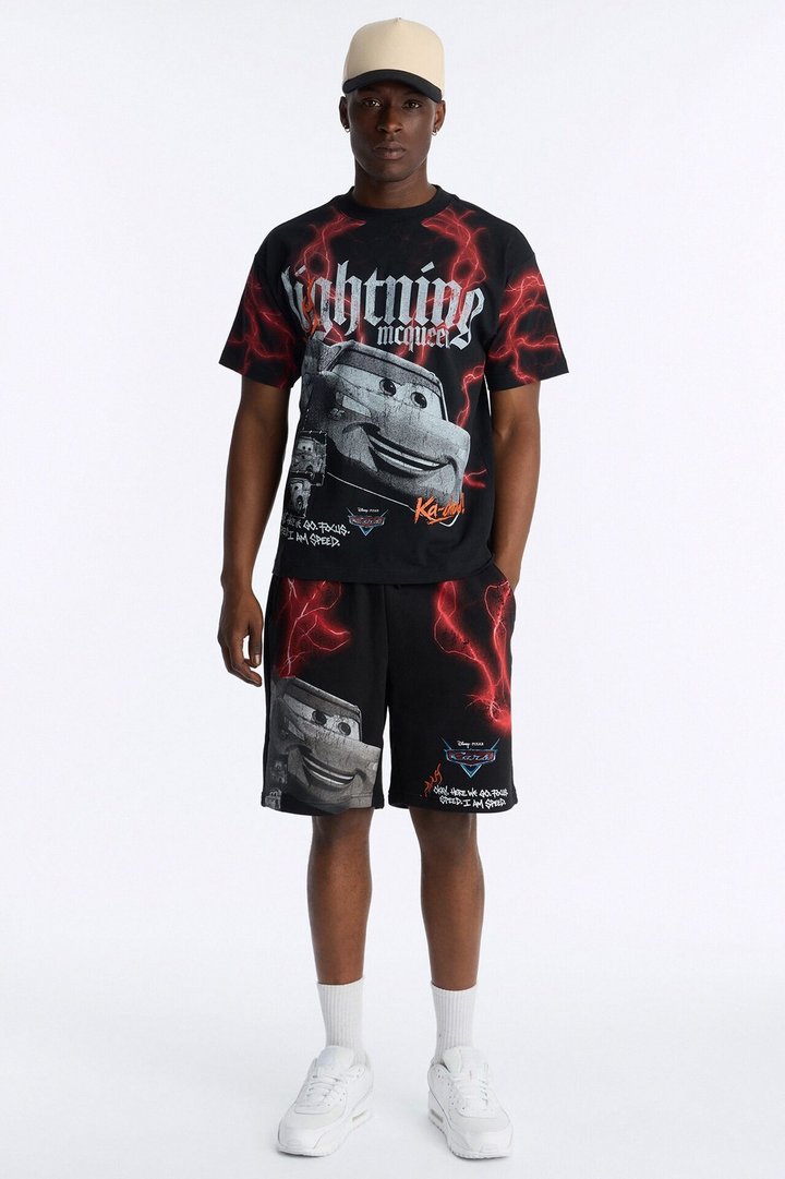 Cars LMQ All Over Print Relaxed Sweat Short - Black