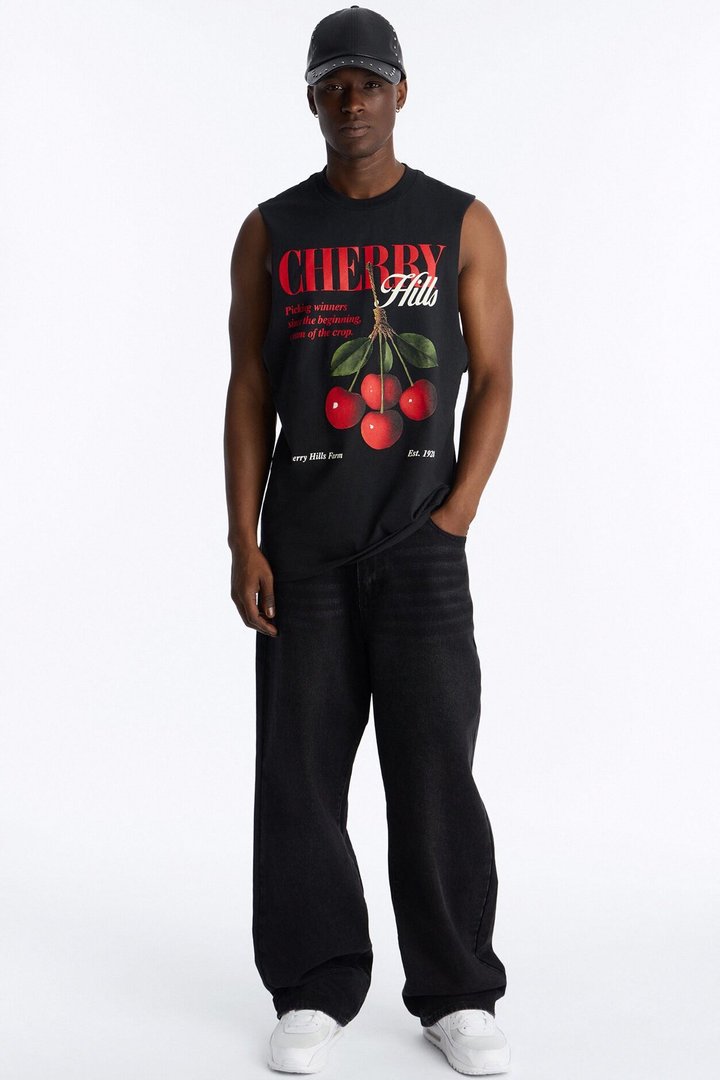 Cherry Hills Oversized Muscle Tee - Black