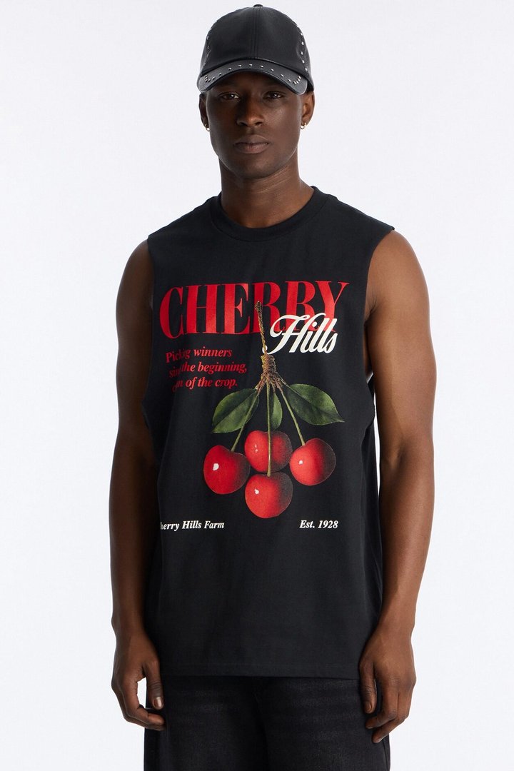 Cherry Hills Oversized Muscle Tee - Black
