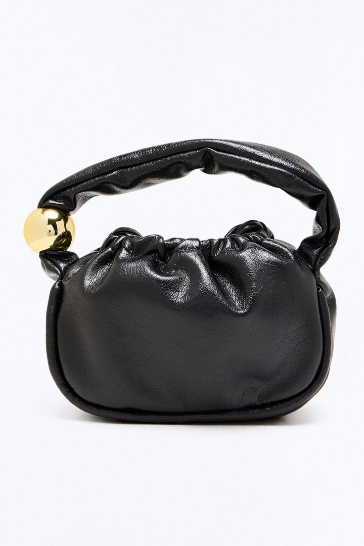 A Little Bit Of Drama Faux Leather Shoulder Handbag - Black