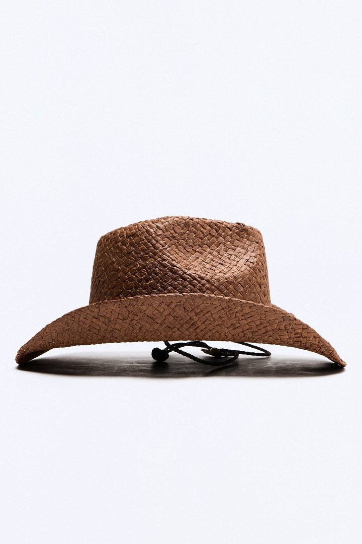 No Bull Bolo Tie Straw Cowboy Hat - Brown