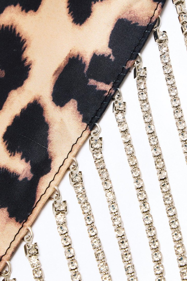 Savage Beauty Fringe Head Scarf - Leopard