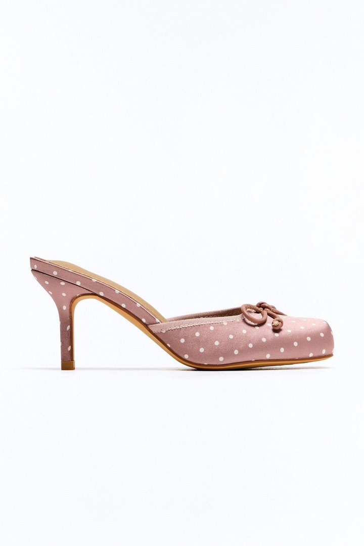 Romance Satin Bow Ballet Pumps - Taupe/combo