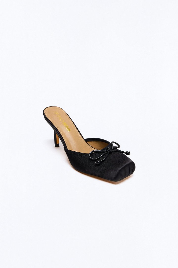 Romance Satin Bow Ballet Pumps - Black