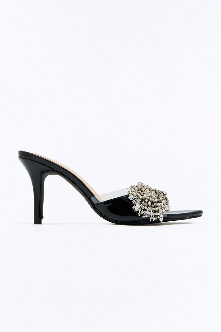 Talitha Rhinestone Patent Heels - Black