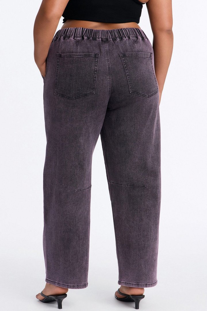 Vacay Mood Relaxed Tie Waist Jeans - Eggplant