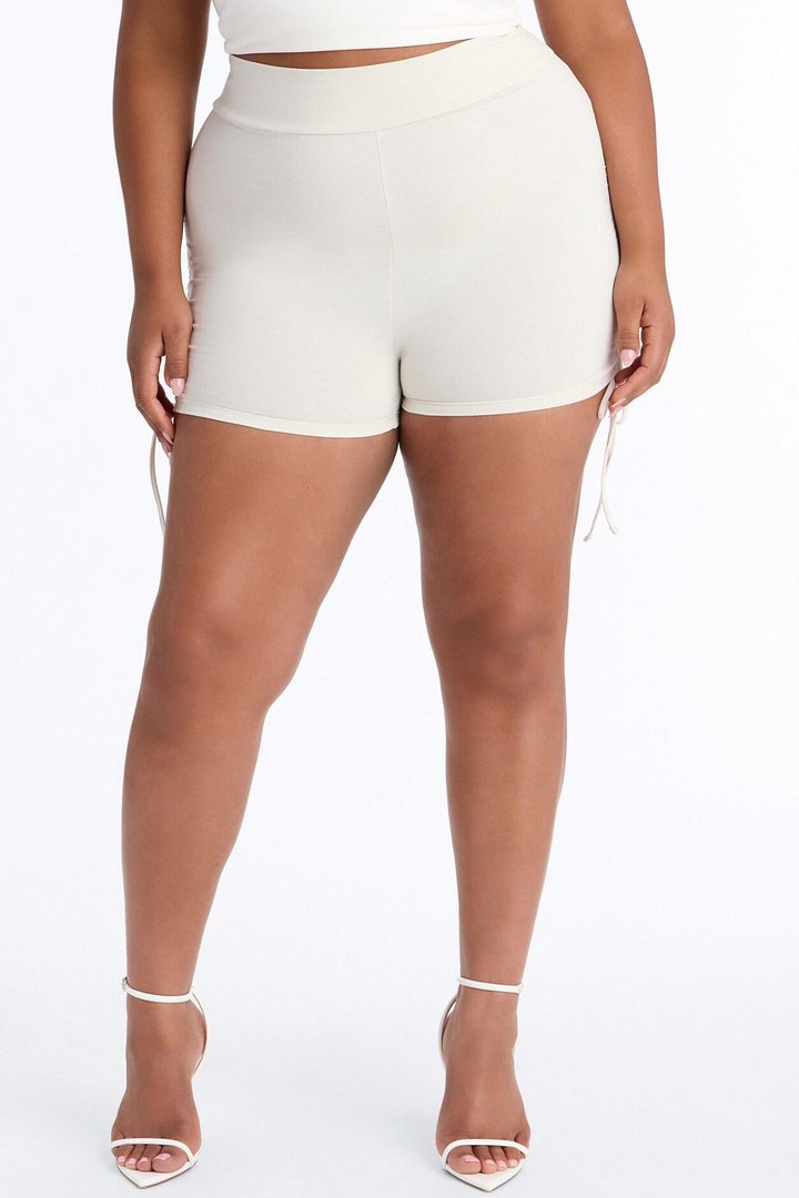 Melanie Ruched Biker Shorts - Stone