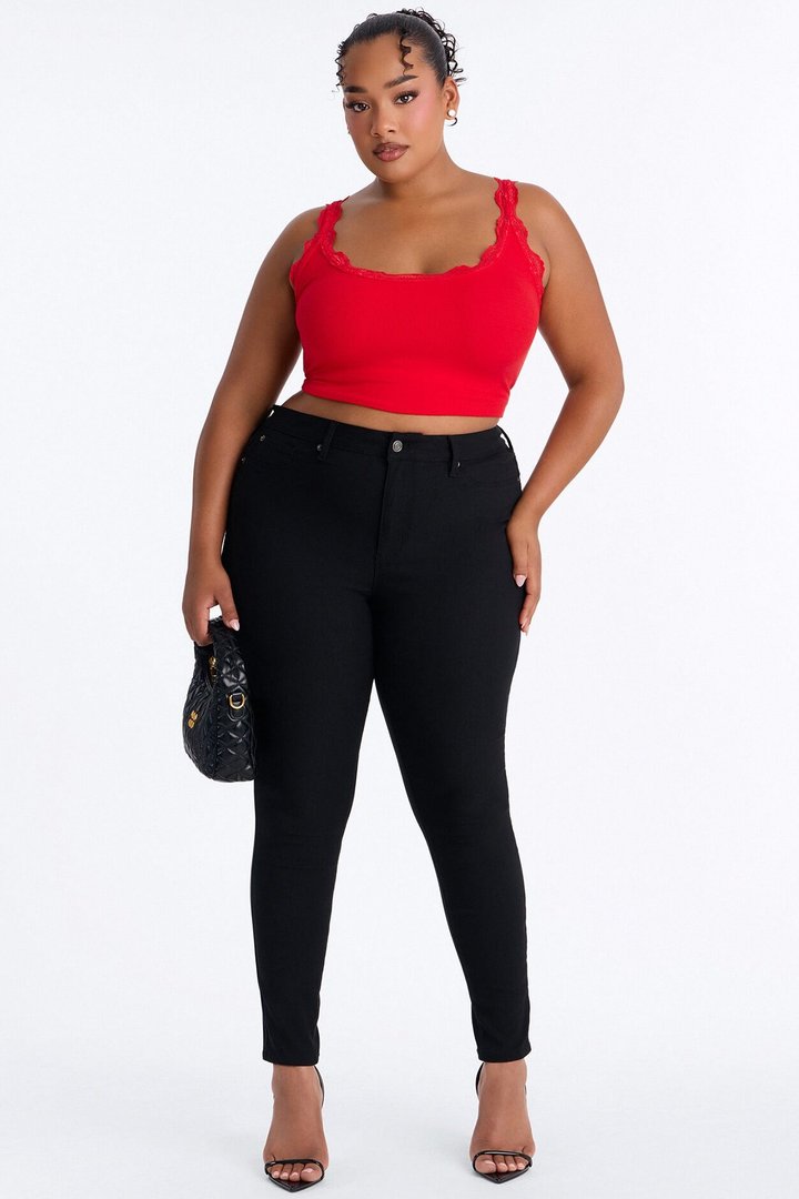 Julianna Lace Trim Tank - DarkRed