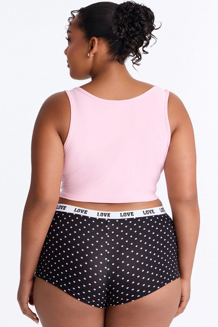 Let's Stay Up All Night 2pc Boyshort PJ Set - Pink/combo