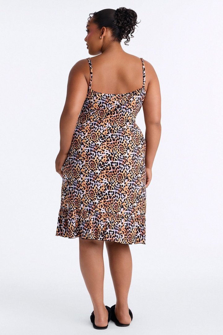 Midnight Hunt Ruffle PJ Sleep Dress - Brown/combo