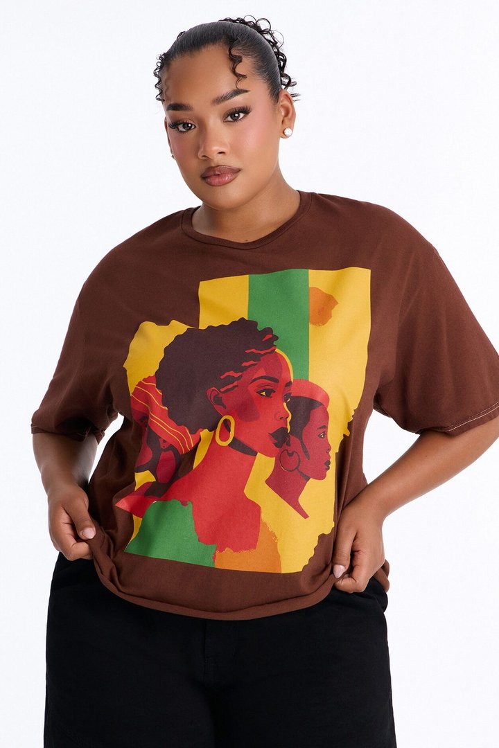Women Love Oversized Tee - Brown