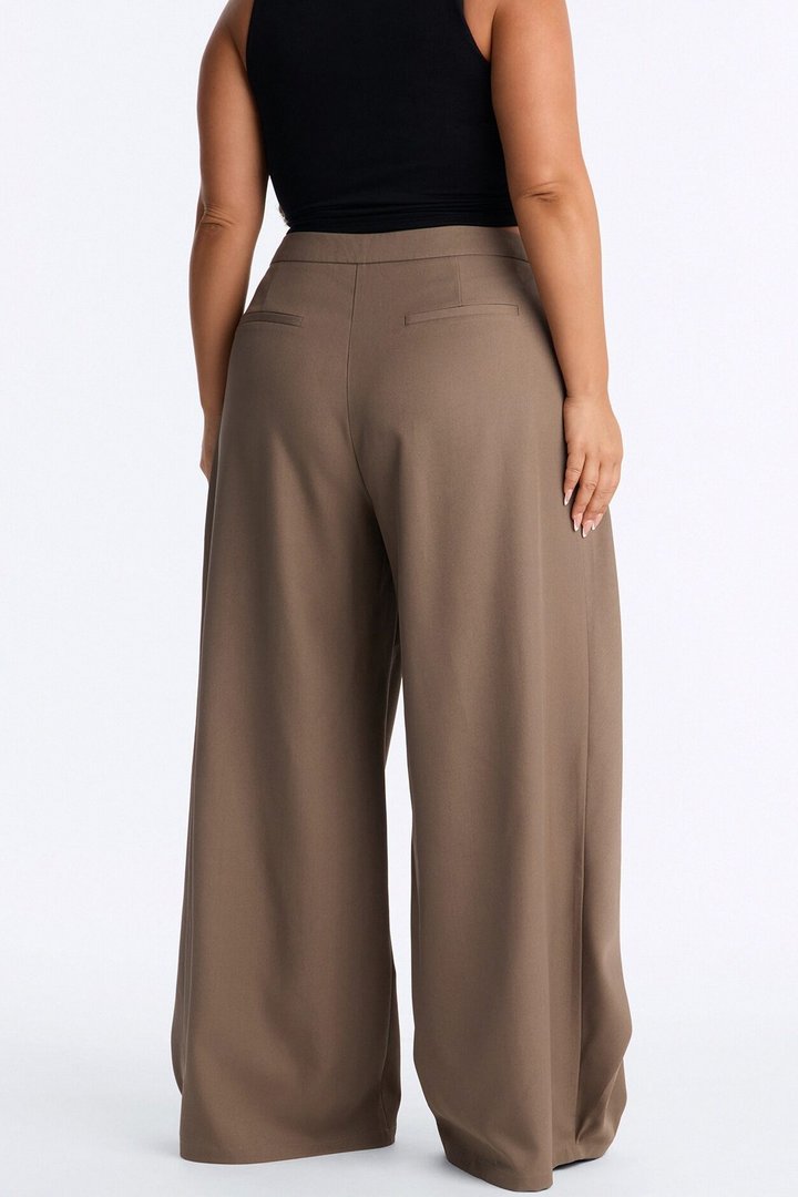 Seeing Double Wide Leg Wrap Front Trouser - Caffe