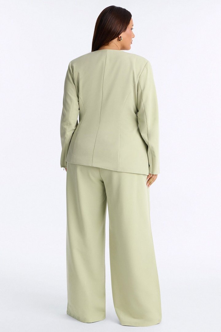 Miss Fabulous Collarless Fitted Blazer - Sage