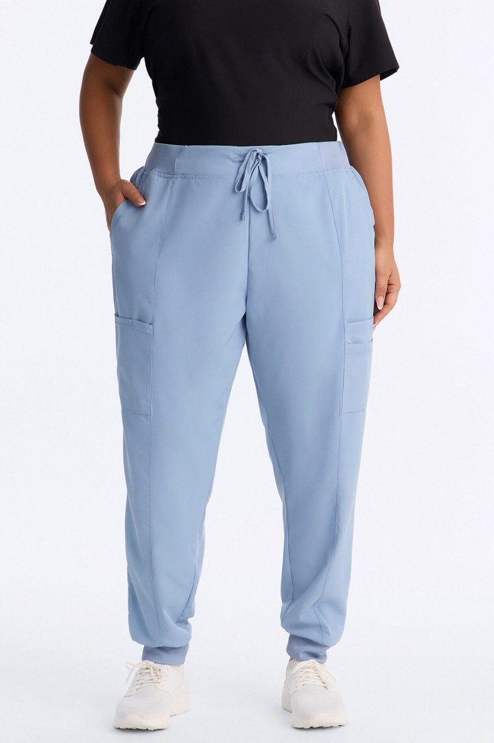 Pulse Pro 4 Way Stretch 5 Pocket Cargo Jogger Scrub Bottoms - Dusty Blue
