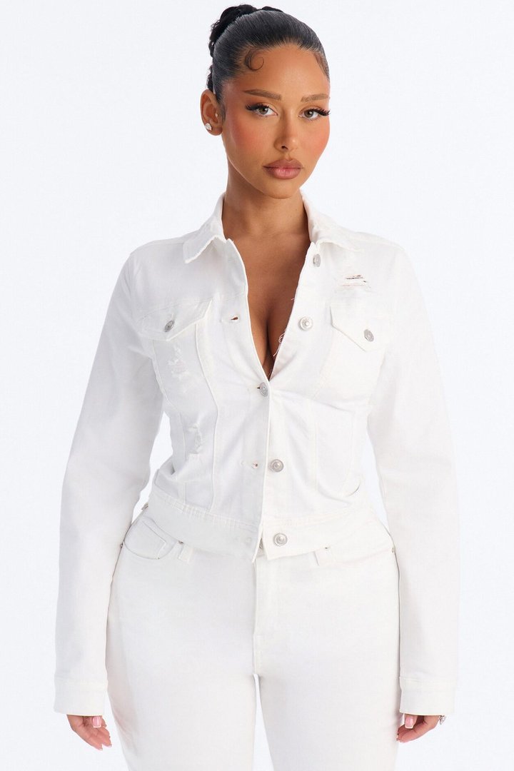 Go Getter Stretch Denim Jacket - White