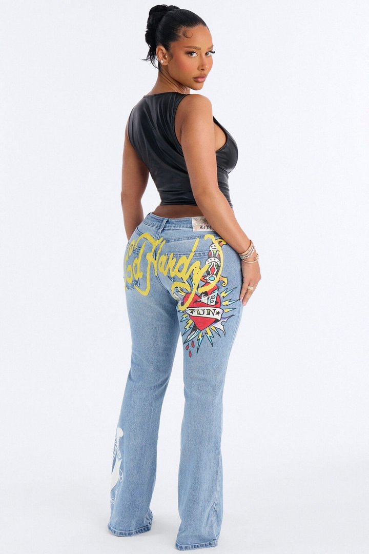 Ed Hardy Once Wounded Bootcut Jeans - Light Wash