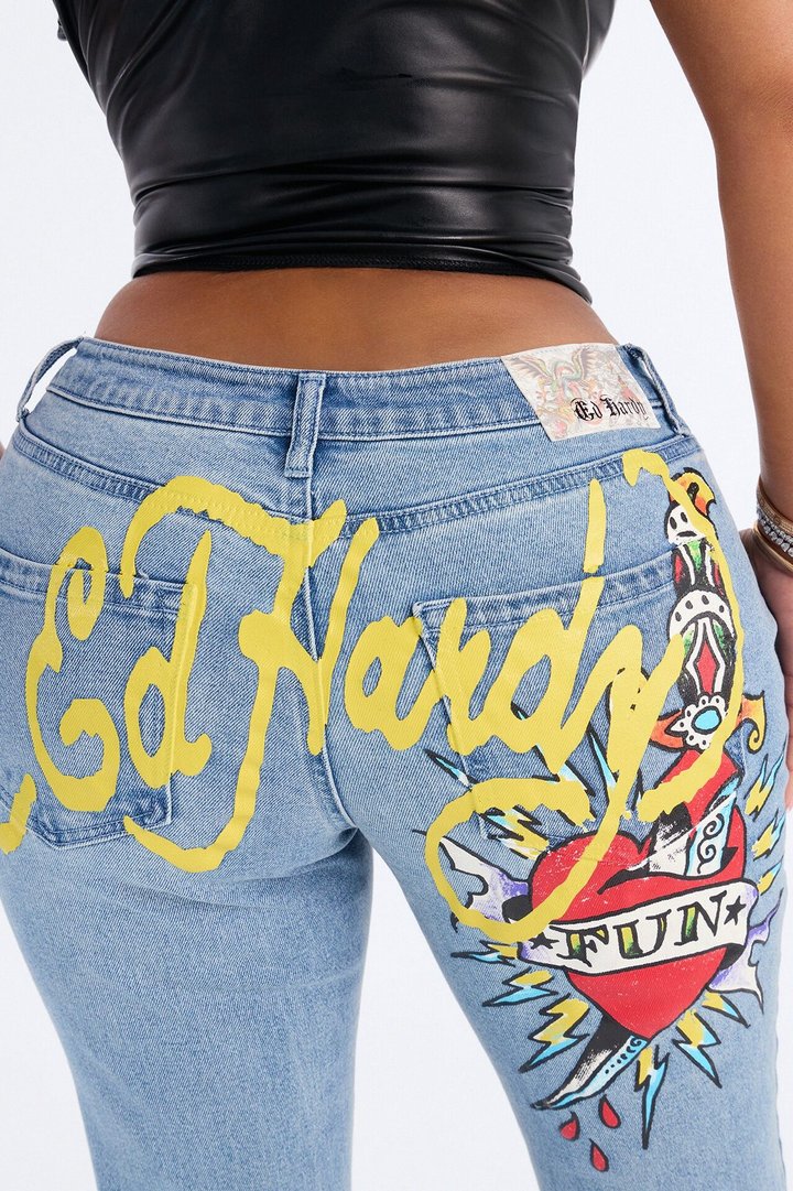 Ed Hardy Once Wounded Bootcut Jeans - Light Wash