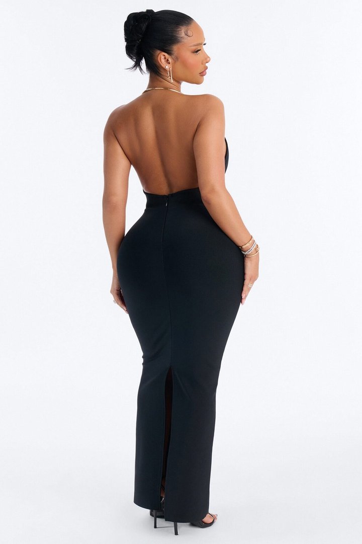 Blessing Your Eyes Bandage Maxi Dress - Black