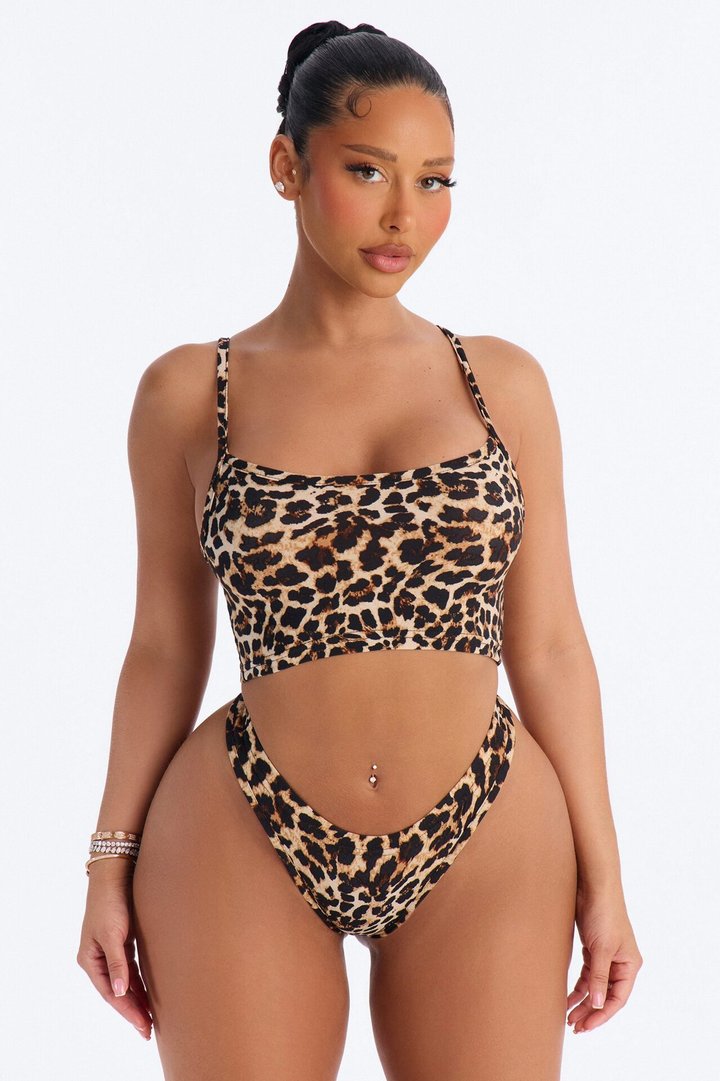 Sweet Safari Bralette Thong 2 Piece Set - Brown/combo