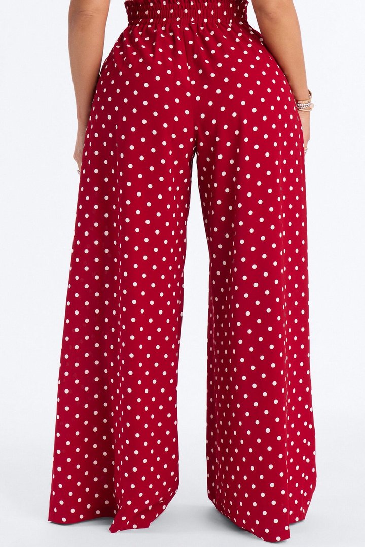 Ella Polka Dot Wide Leg Pant - Red/White