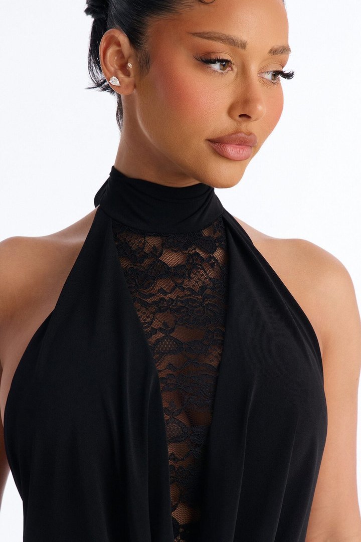 Remi Lace Halter Maxi Dress - Black