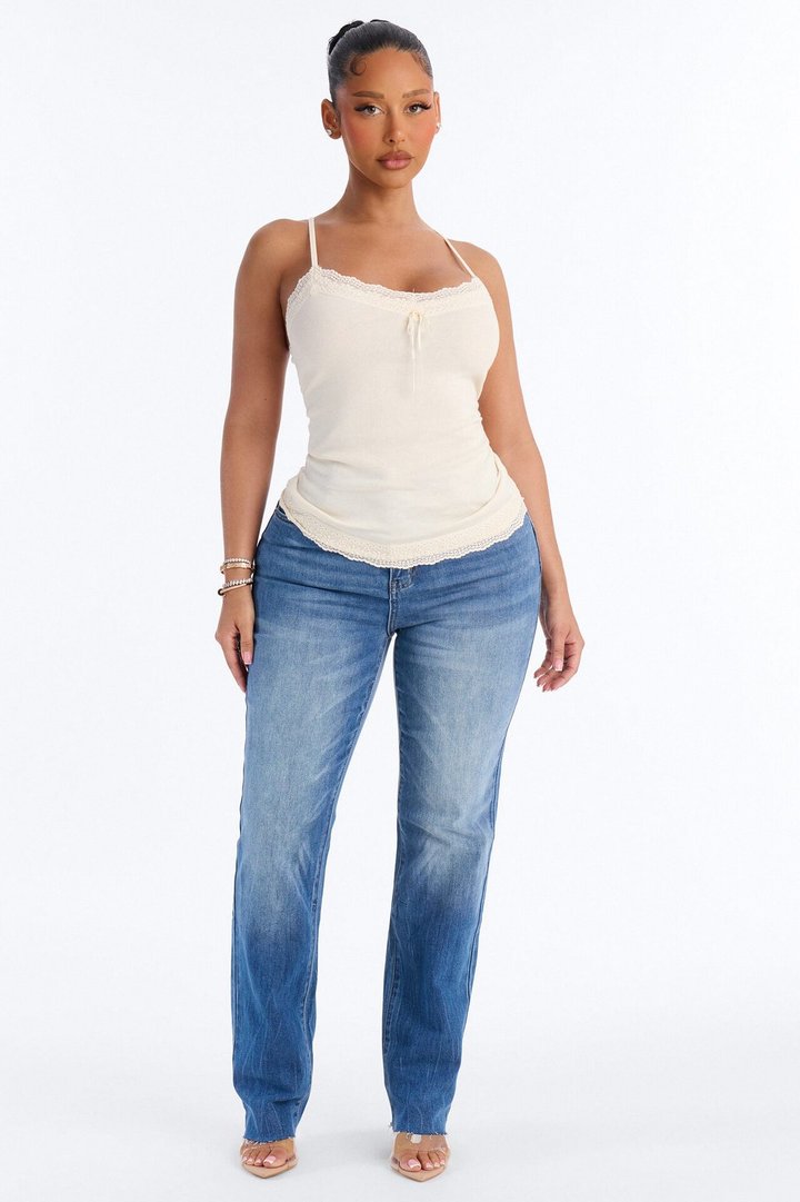 Everyday Lace Trim Cami Top - Ivory
