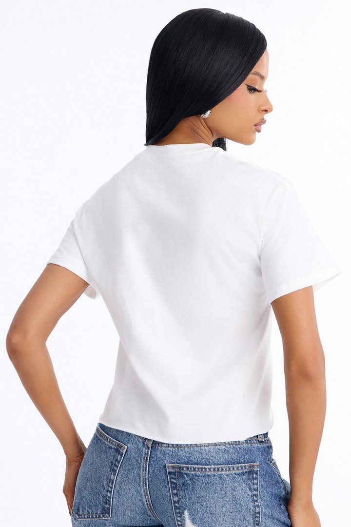 Hooters Red White And Hoot Crop Tee - White