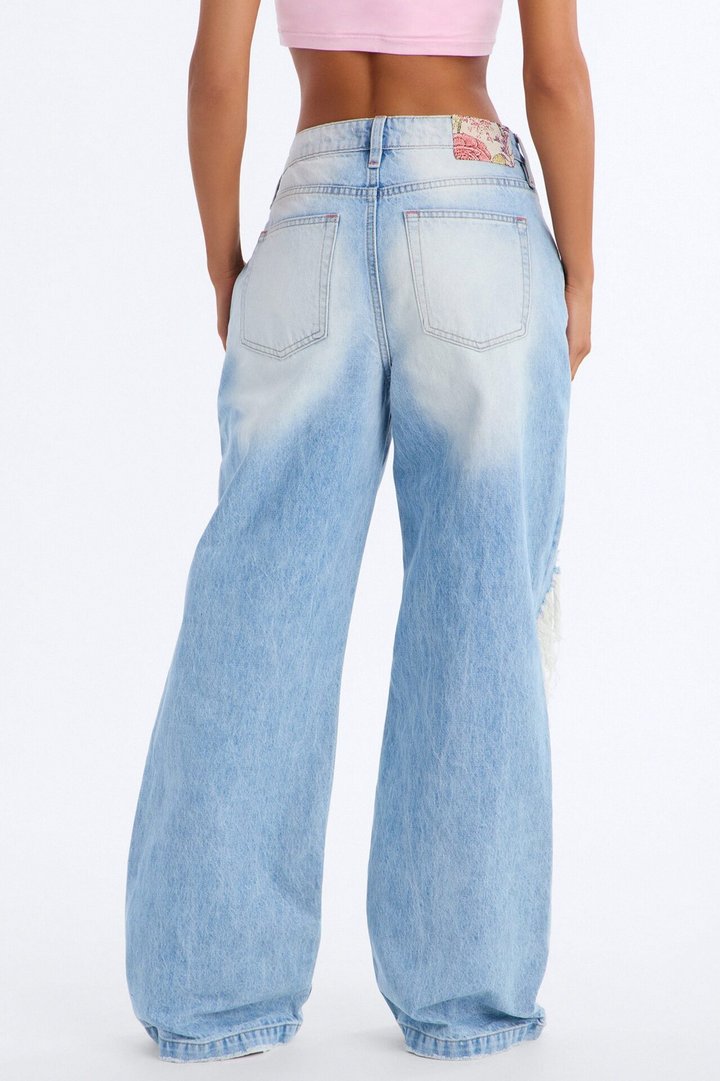 Purely Sentimental Rip And Repair Jeans - Light Wash