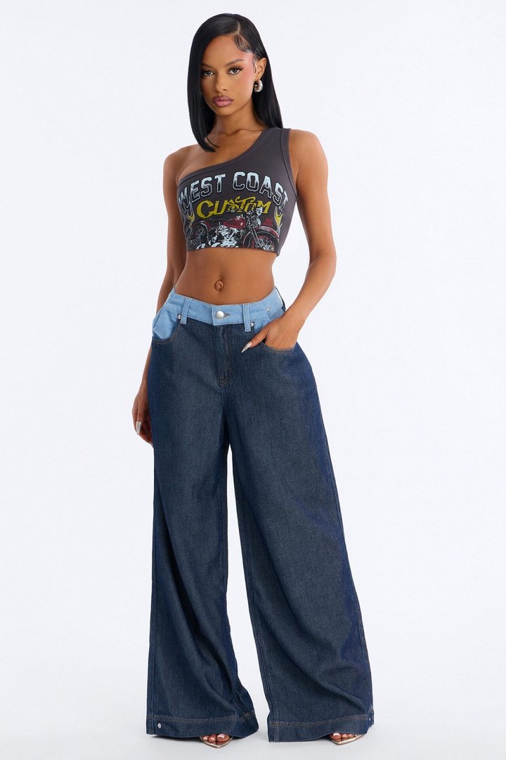A Big Deal Adjuster Baggy Jeans - Dark Wash