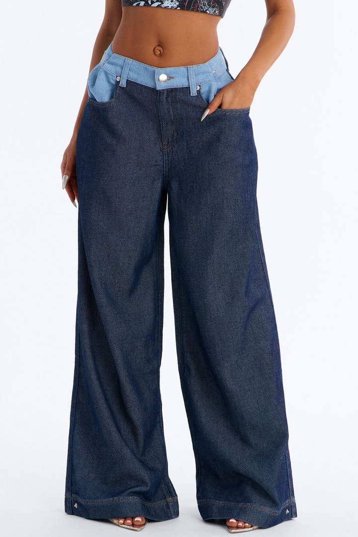 A Big Deal Adjuster Baggy Jeans - Dark Wash