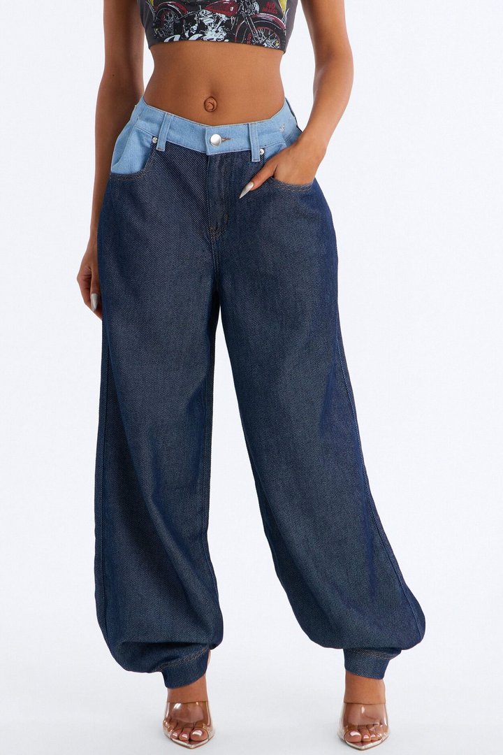 A Big Deal Adjuster Baggy Jeans - Dark Wash