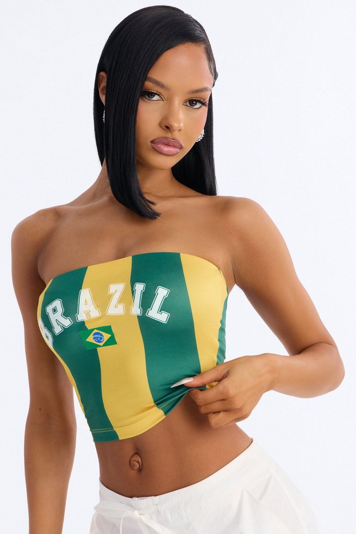 Brazil Striped Tube Top - Green/combo