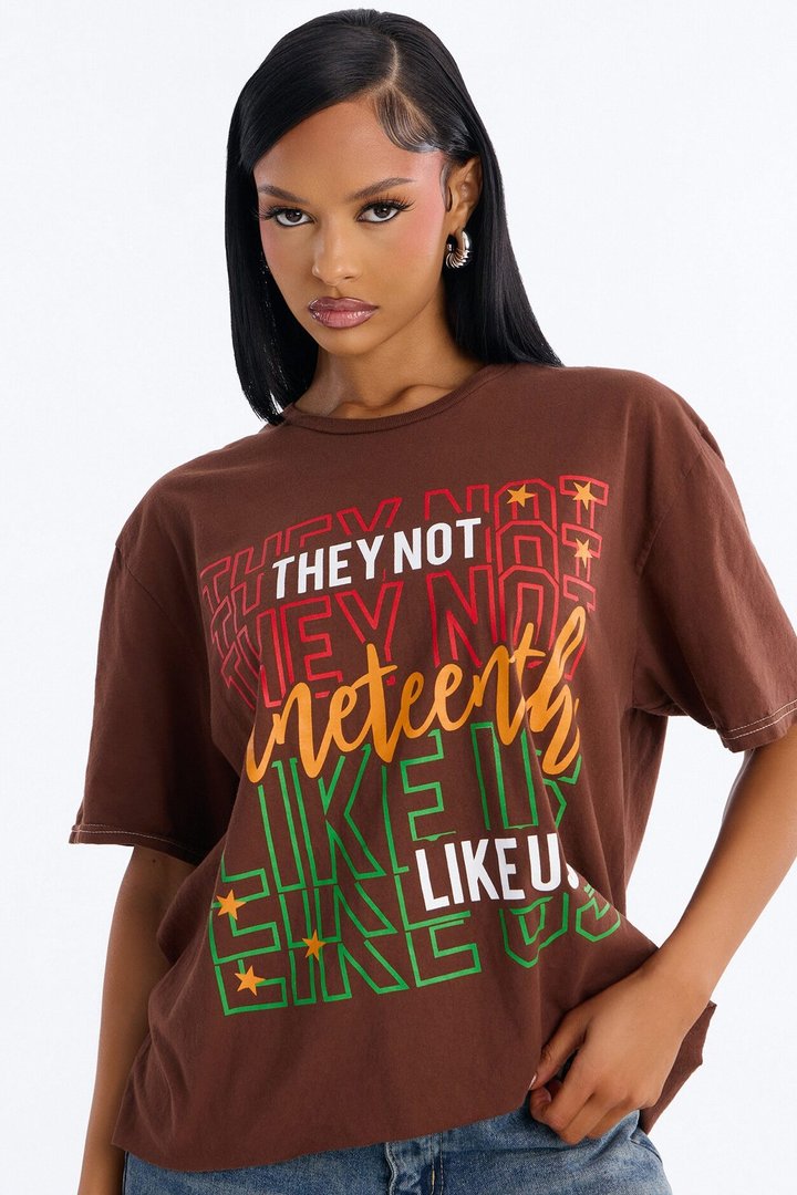 They Not Like Us Oversized Tee - Brown