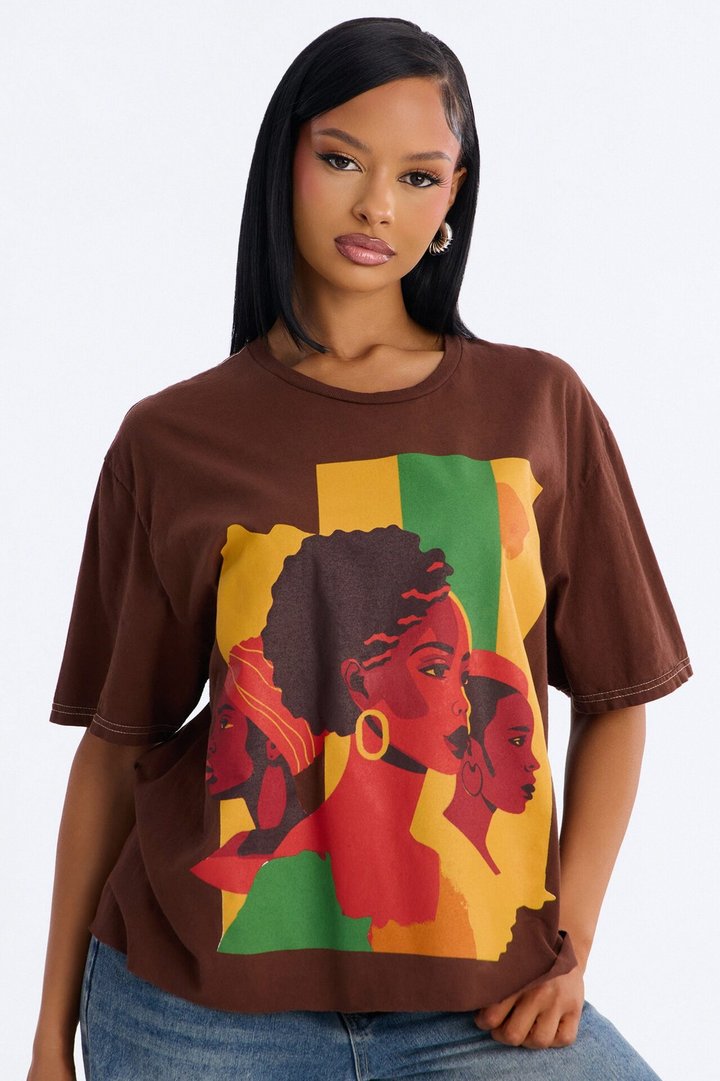 Women Love Oversized Tee - Brown