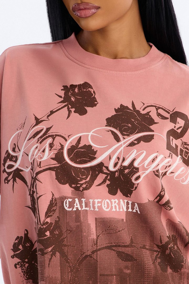 Los Angeles Rose's Washed T-Shirt - Blush