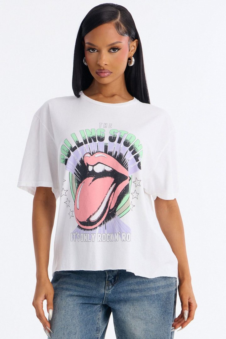 Only Rock N' Rolling Stones Washed Tee - White