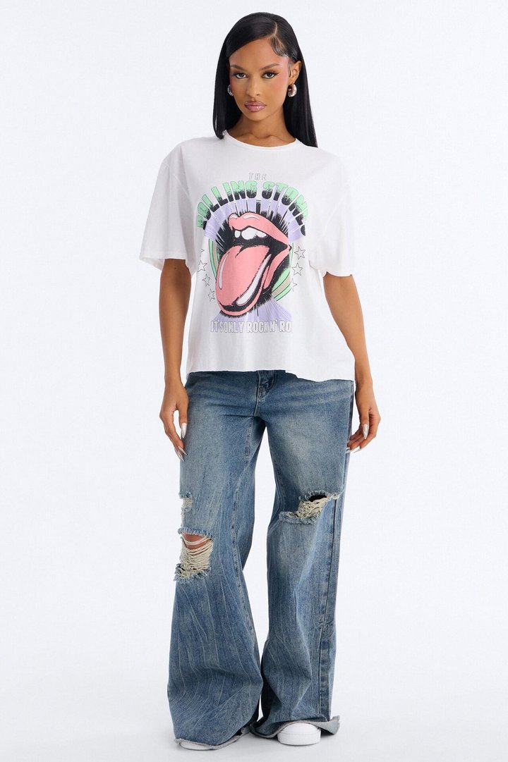 Only Rock N' Rolling Stones Washed Tee - White