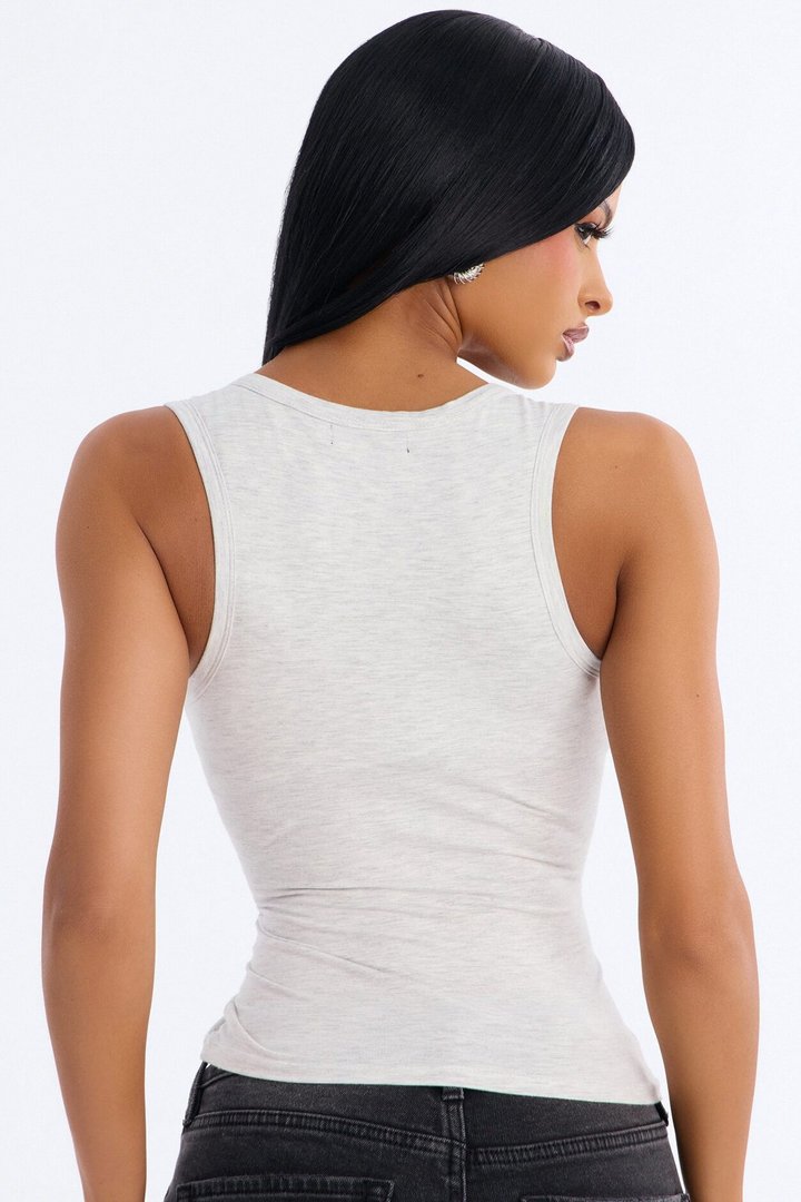 Running Around Scoop Neck Built in Bra Tank Top - Grey