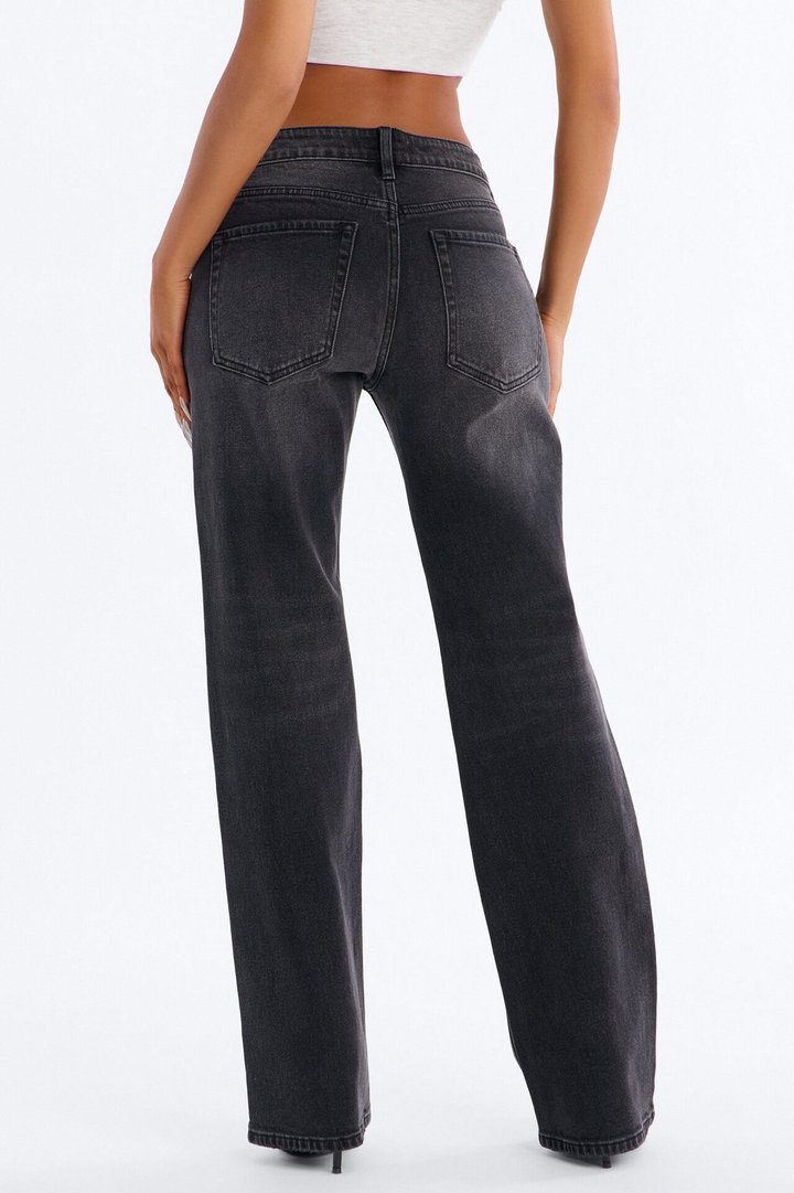 Common Ground Low Waist Straight Leg Jeans - Black