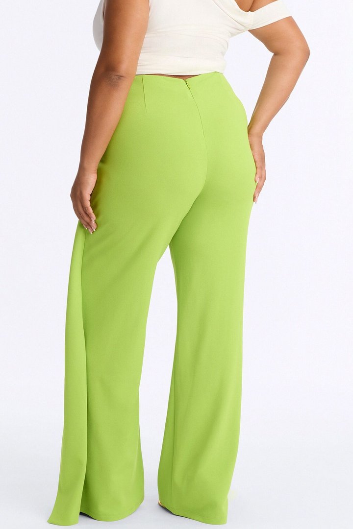 Bali Babe High Rise Wide Leg Trouser - Lime