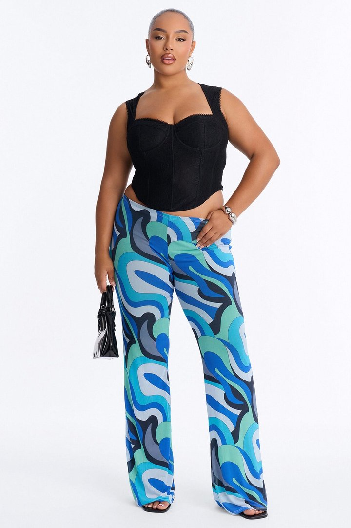 All That Low Rise Mesh Flare Pant - Blue/combo